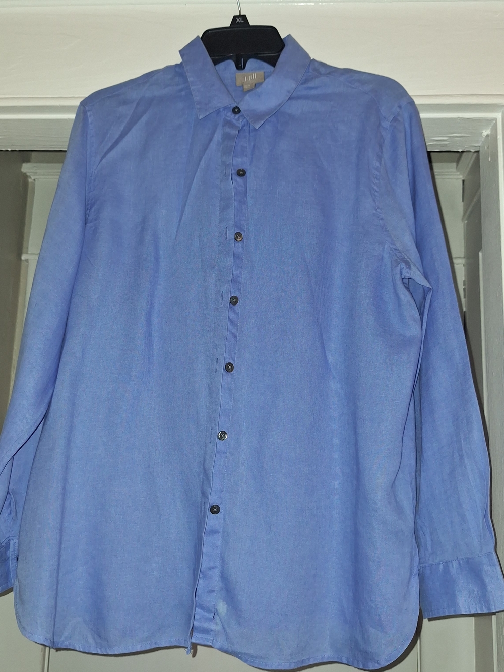 J. Jill Light Blue Button-Down Shirt. Linen